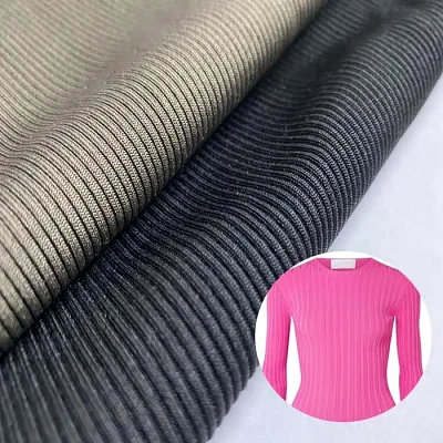 Ilbies tal-għawm Striped Rib Jersey Sweater Fabric